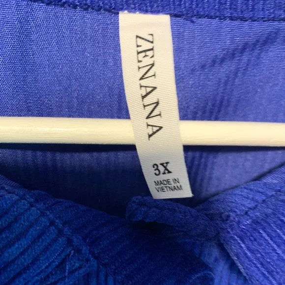 Zenana Blue Corduroy Button-Up Shacket - Picture 3 of 3